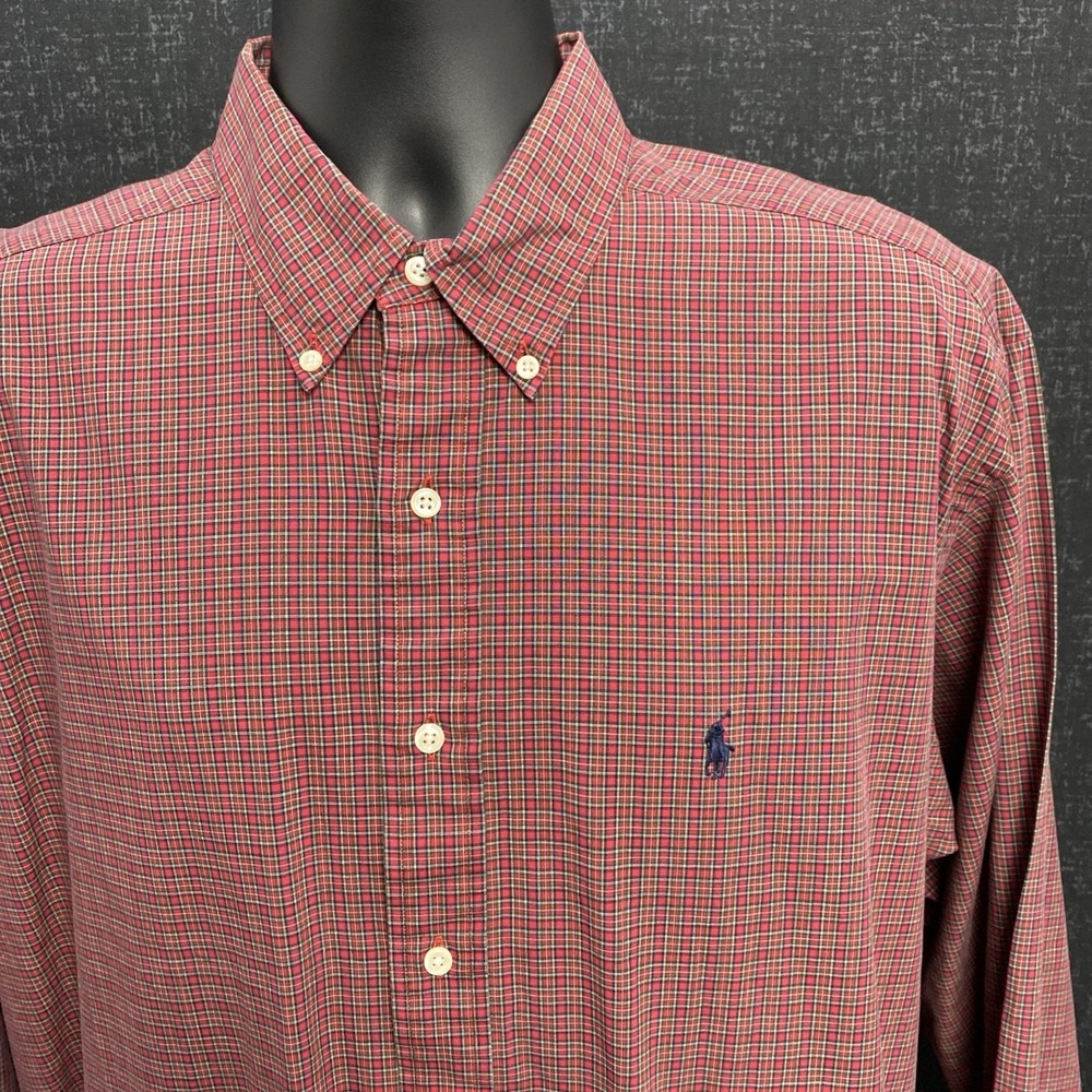 Vintage Polo Ralph Lauren Yarmouth Shirt Red‎ Plaid 16.5 34/355 Button Down